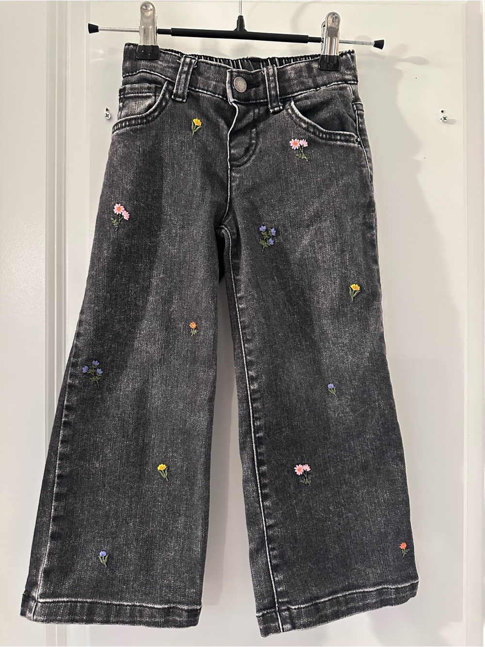 Cat & Jack Black Embroidered Floral Jeans